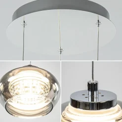 New Straluma Hanglamp chroom/smoke glas 3-lichts