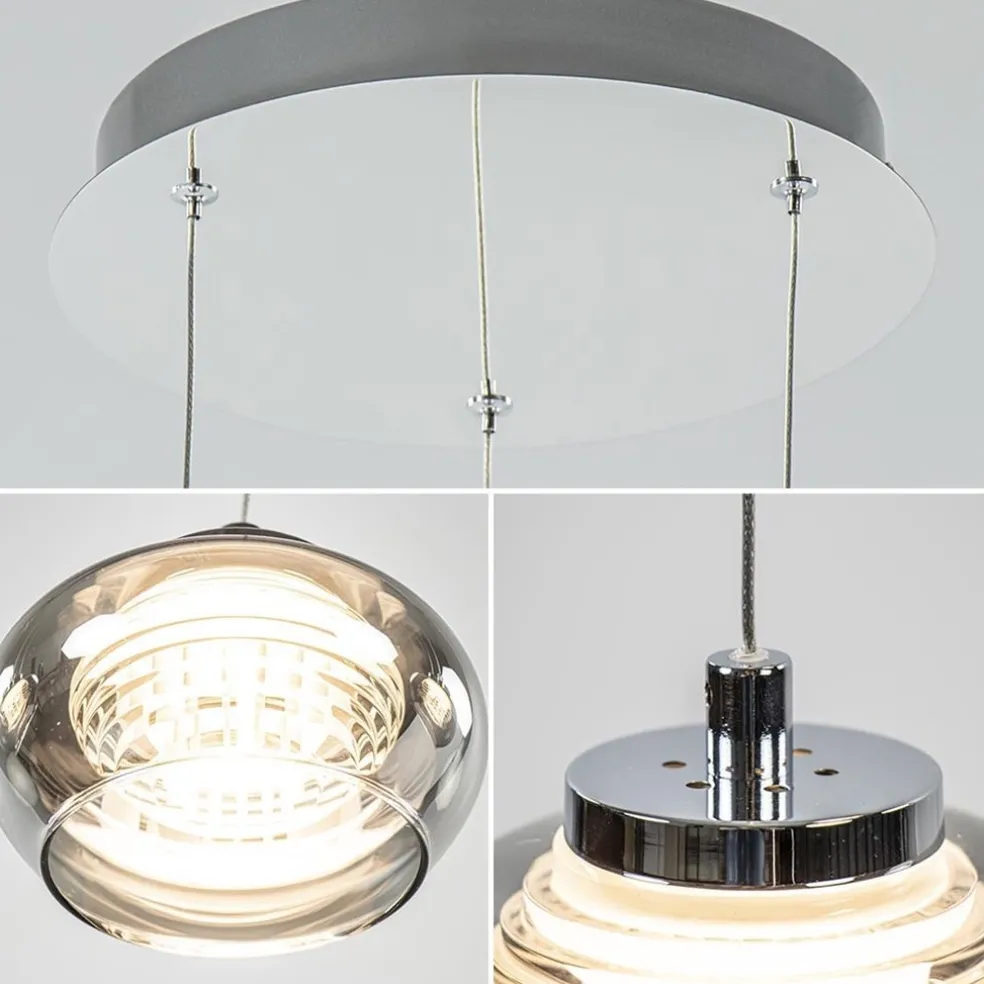 New Straluma Hanglamp chroom/smoke glas 3-lichts