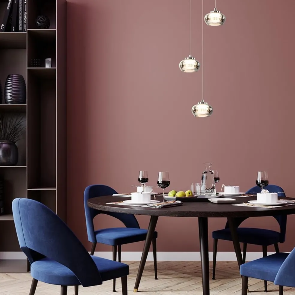 New Straluma Hanglamp chroom/smoke glas 3-lichts