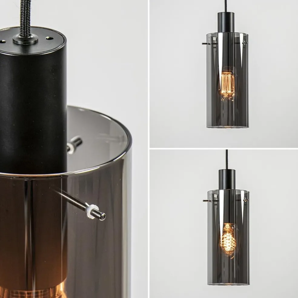 Outlet Straluma Hanglamp cilinder zwart met smoke glas