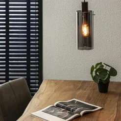 Outlet Straluma Hanglamp cilinder zwart met smoke glas