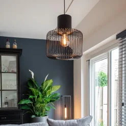 Shop Straluma Hanglamp draad cilinder zwart met klos