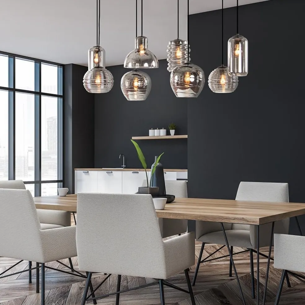 Sale Straluma Hanglamp Fantasy 8L zwart + smoke glas mix