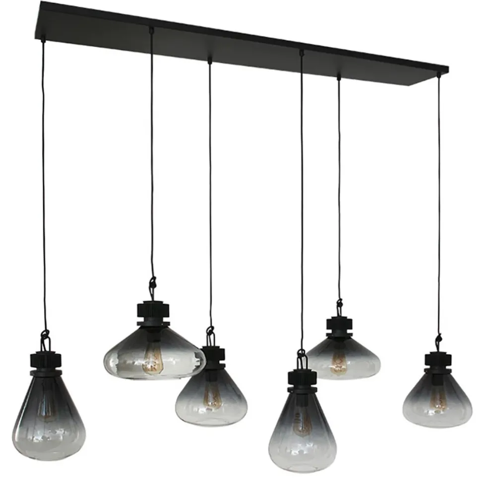 Store Straluma Hanglamp Flere 6L zwart smoke/clear glas