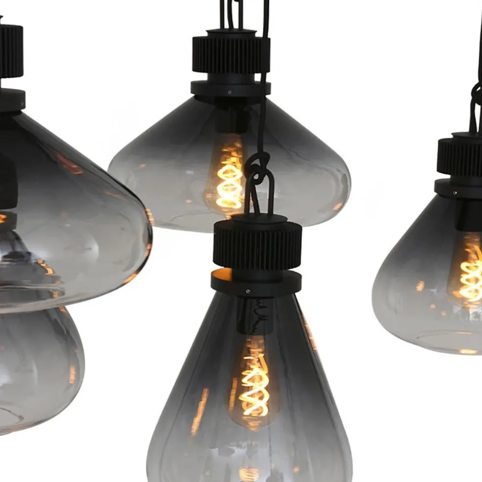 Store Straluma Hanglamp Flere 6L zwart smoke/clear glas