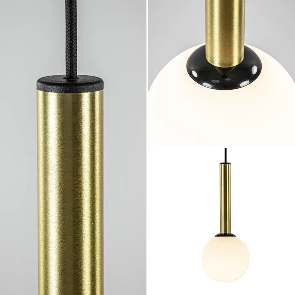 Clearance Straluma Hanglamp Globe 3L rond zwart/goud/wit