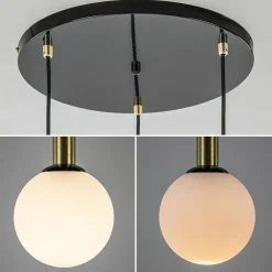 Clearance Straluma Hanglamp Globe 3L rond zwart/goud/wit