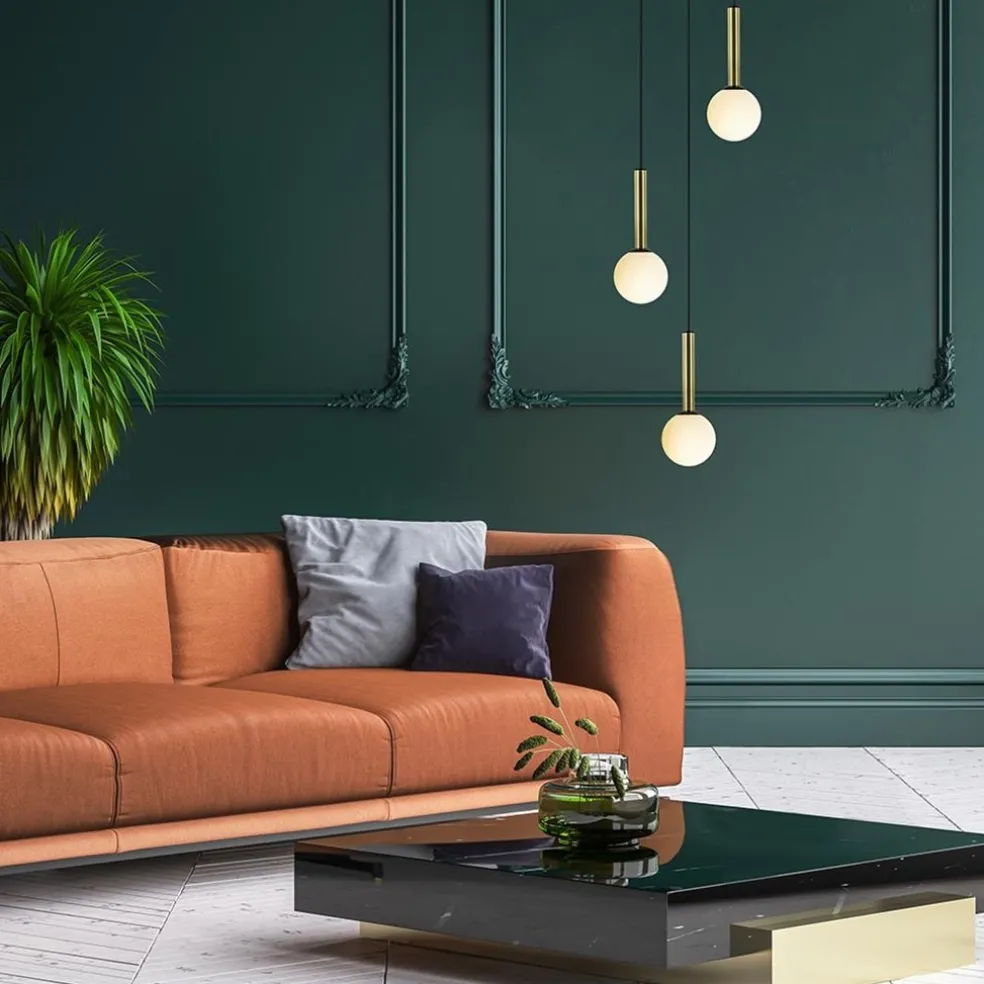 Clearance Straluma Hanglamp Globe 3L rond zwart/goud/wit