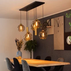 Discount Straluma Hanglamp Globe 8L 6x glas/2xbuis goud