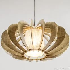 Discount Straluma Hanglamp houten lamellen + kap 50cm