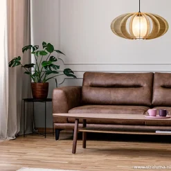 Discount Straluma Hanglamp houten lamellen + kap 50cm
