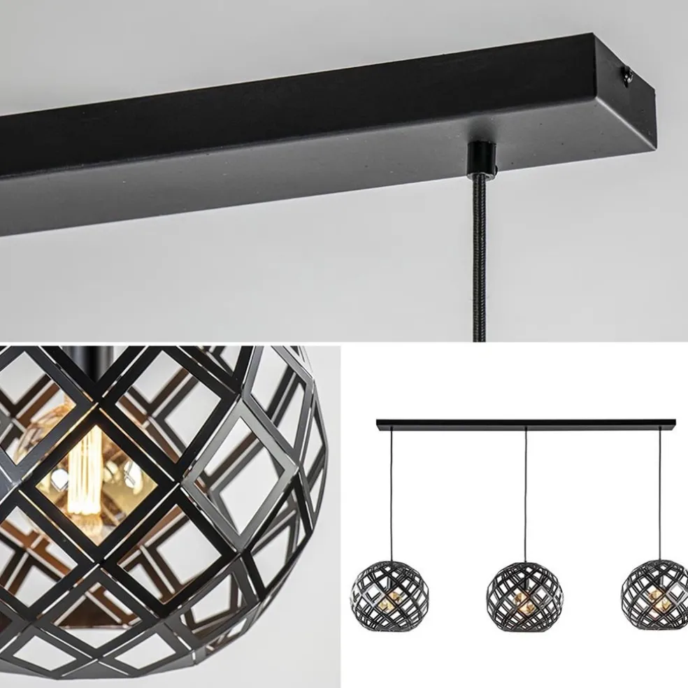 Store Straluma Hanglamp 3L balk bol zwart industrieel