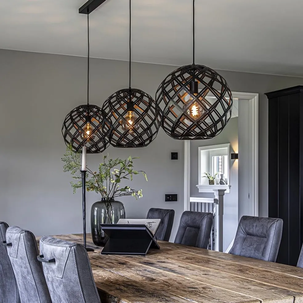 Store Straluma Hanglamp 3L balk bol zwart industrieel