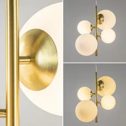 Store Straluma Hanglamp 4L brass met opaal bolglas