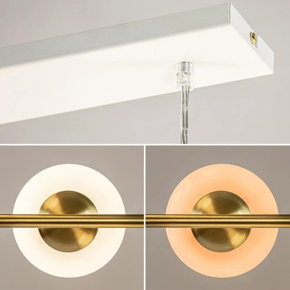 Store Straluma Hanglamp 6L brass met opaal bolglas