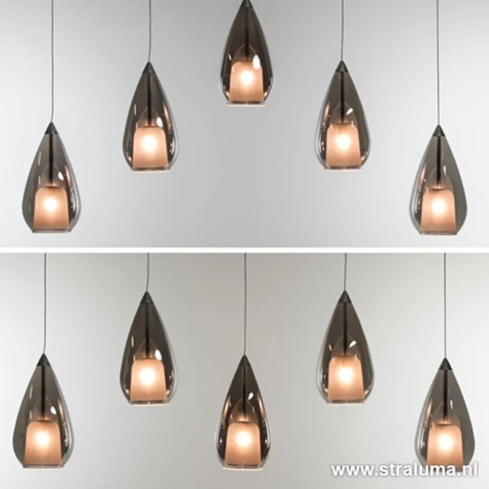 Sale Straluma Hanglamp 5L druppel glas smoke