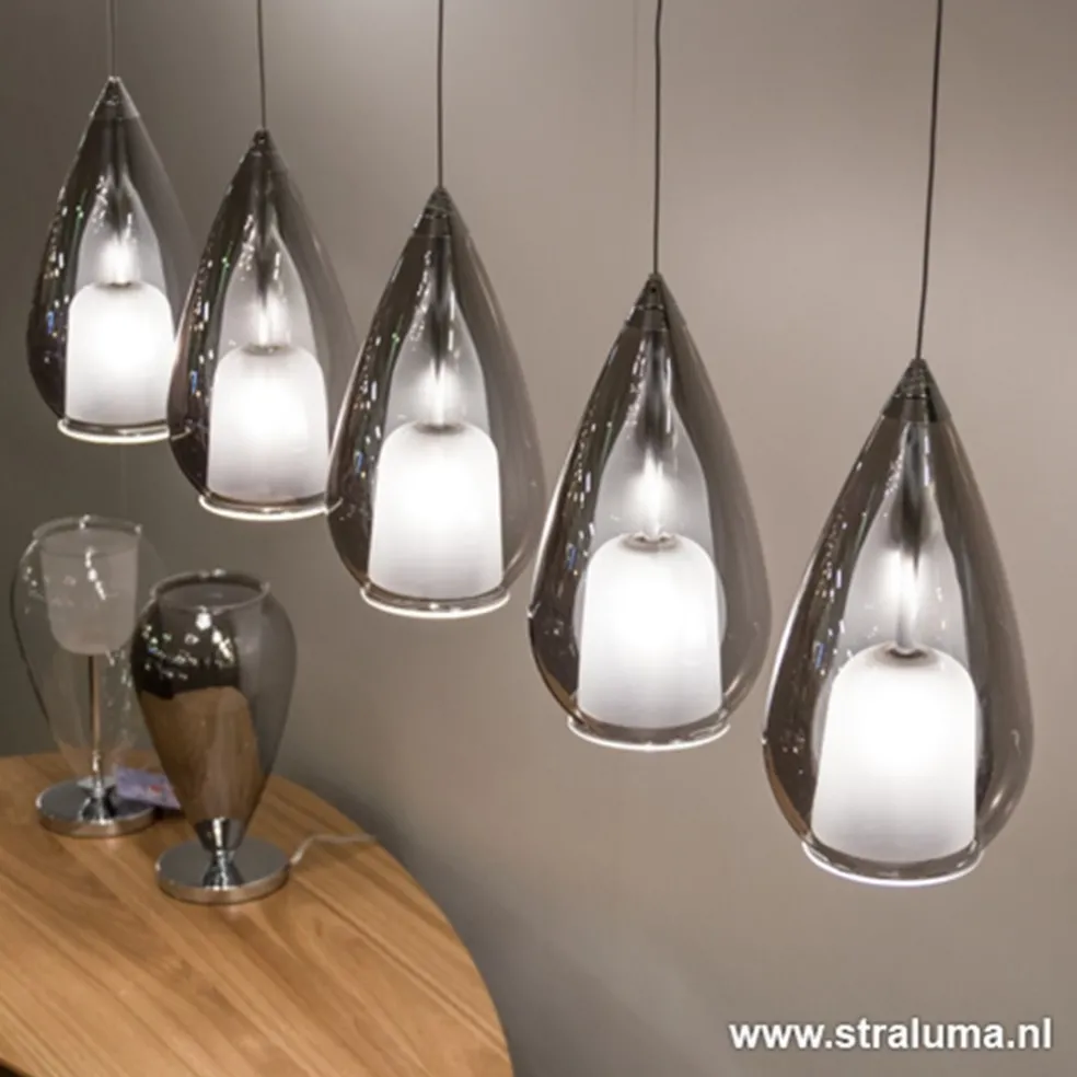 Sale Straluma Hanglamp 5L druppel glas smoke
