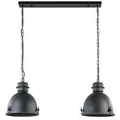 Discount Straluma Hanglamp 2L industrieel zwart/grill