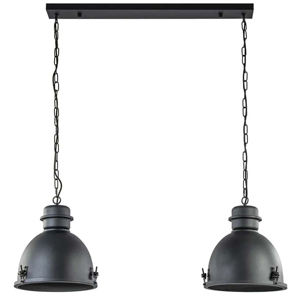 Discount Straluma Hanglamp 2L industrieel zwart/grill