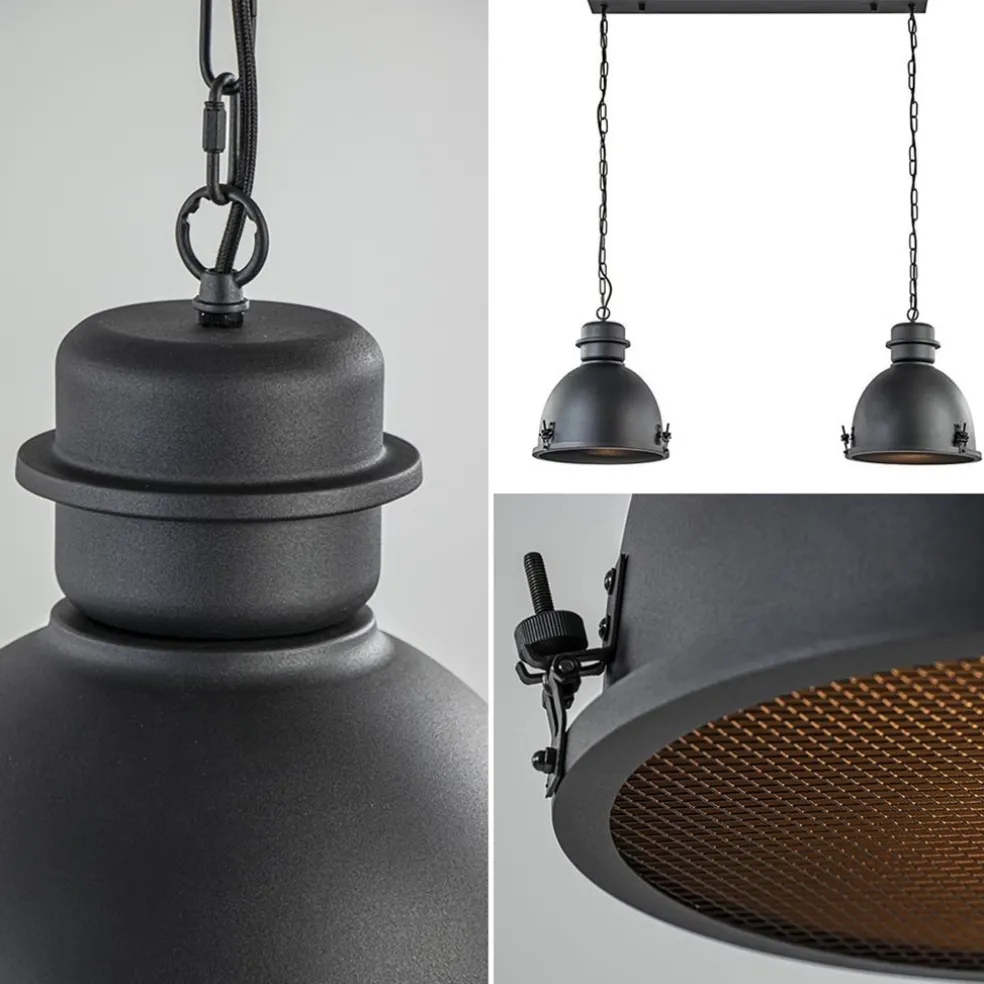 Discount Straluma Hanglamp 2L industrieel zwart/grill