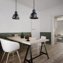 Discount Straluma Hanglamp 2L industrieel zwart/grill