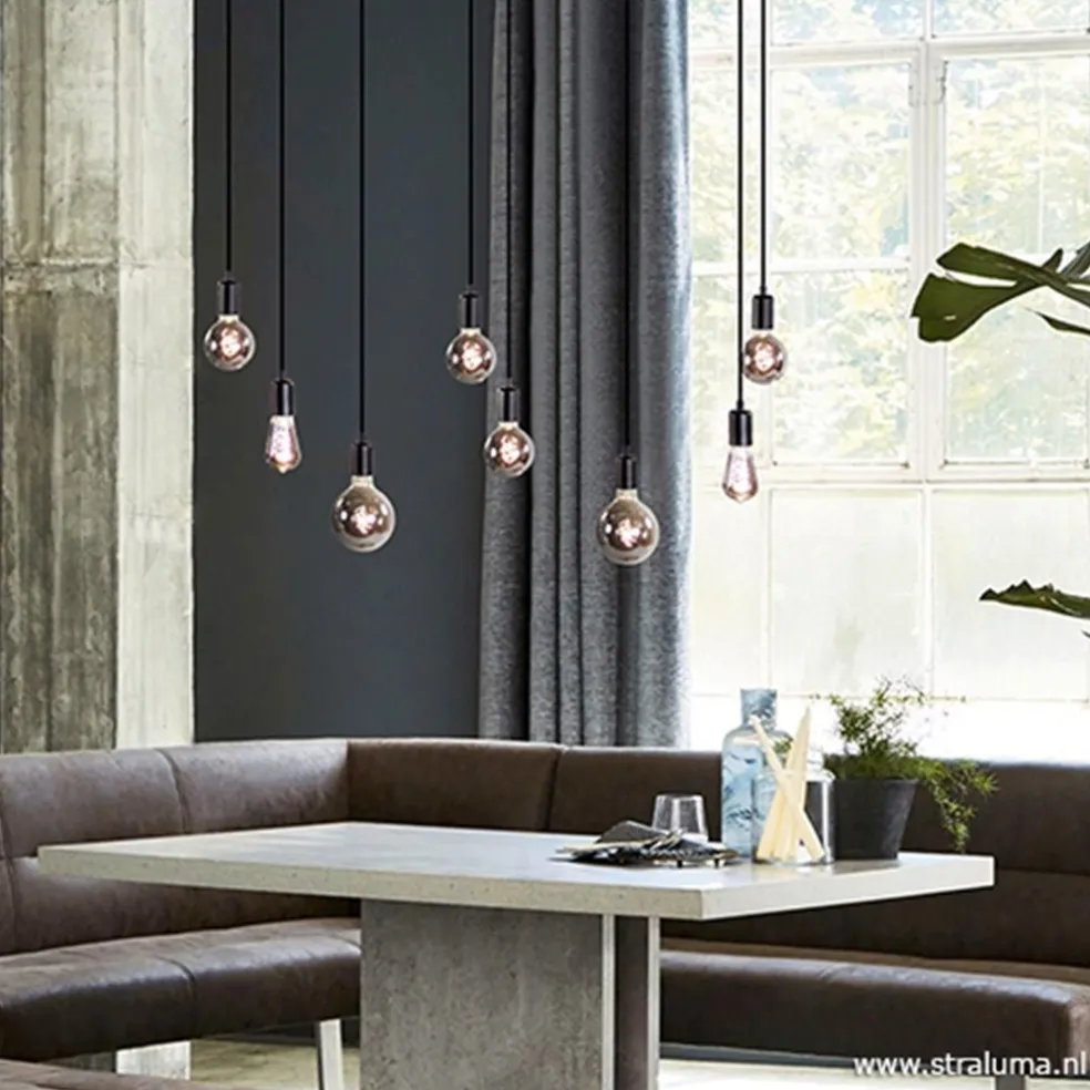 Discount Straluma Hanglamp 8L plaat 110cm zwart ex.e27 lb