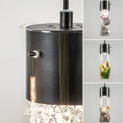 Store Straluma Hanglamp 3L rond zwart met cilinder glas