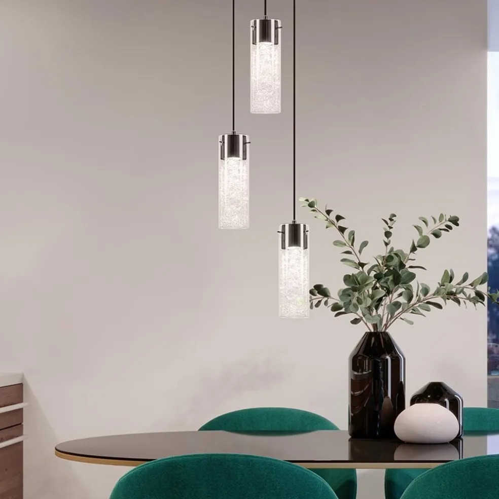 Store Straluma Hanglamp 3L rond zwart met cilinder glas