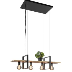 Cheap Straluma Hanglamp 4L zwart met houten planken