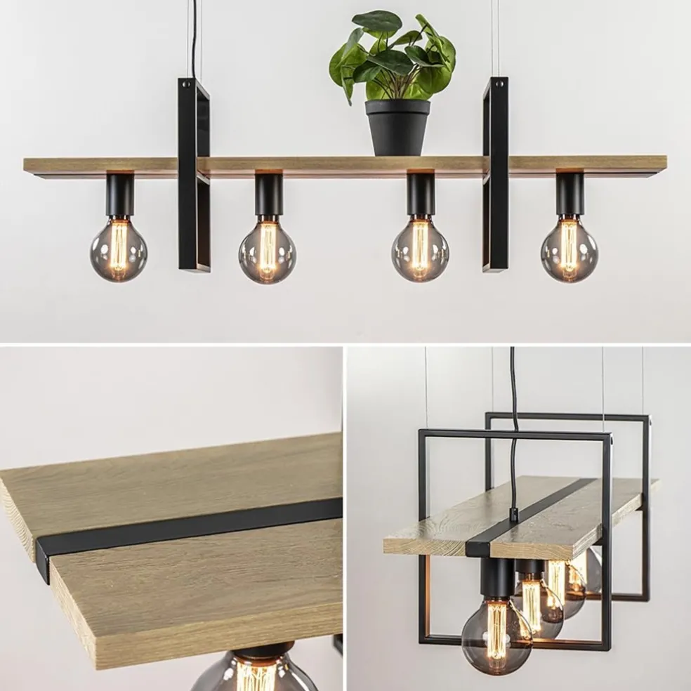 Cheap Straluma Hanglamp 4L zwart met houten planken
