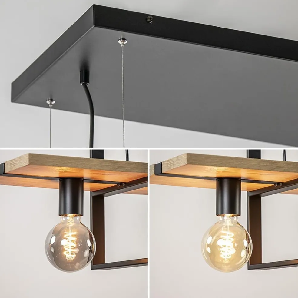 Cheap Straluma Hanglamp 4L zwart met houten planken