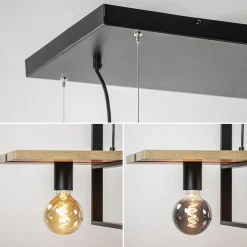 Discount Straluma Hanglamp 6L zwart met houten planken