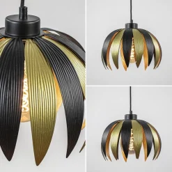 Clearance Straluma Hanglamp leaves mat zwart met goud