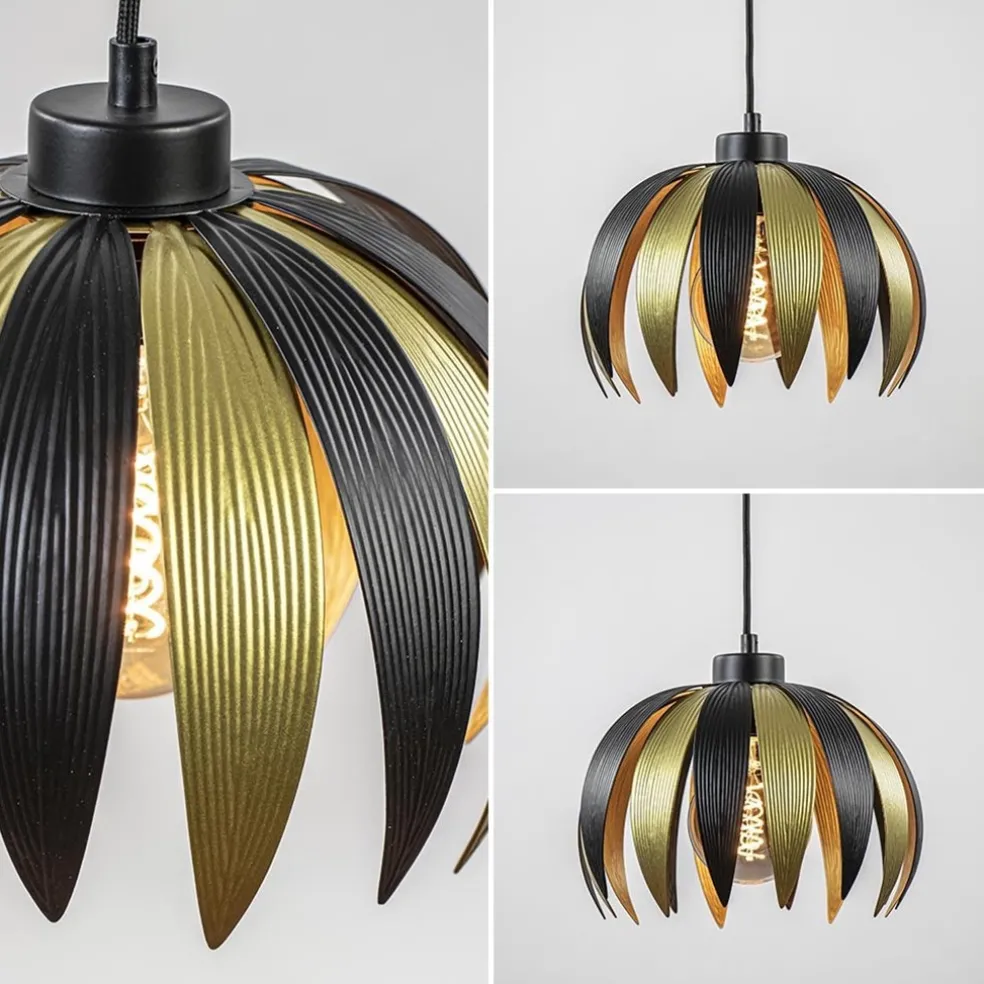 Clearance Straluma Hanglamp leaves mat zwart met goud
