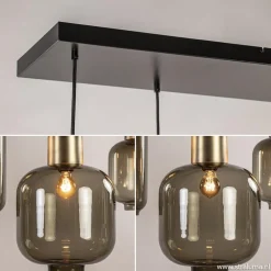 Store Straluma Hanglamp Lett 6L zwart/brons+glas smoke