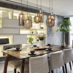 Store Straluma Hanglamp Lett 6L zwart/brons+glas smoke