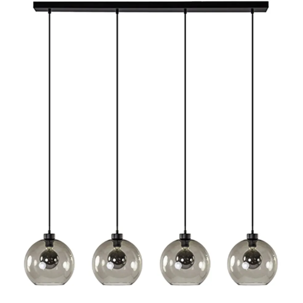 Sale Straluma Hanglamp 4-lichts balk zwart + smoke glas 25cm