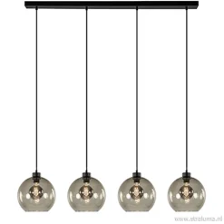Sale Straluma Hanglamp 4-lichts balk zwart + smoke glas 25cm