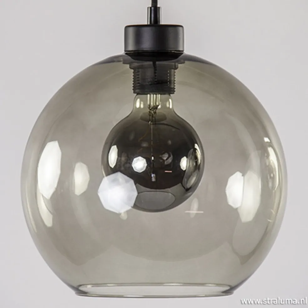 Sale Straluma Hanglamp 4-lichts balk zwart + smoke glas 25cm