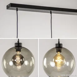 Sale Straluma Hanglamp 4-lichts balk zwart + smoke glas 25cm