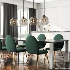 Sale Straluma Hanglamp 4-lichts balk zwart + smoke glas 25cm
