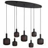 Online Straluma Hanglamp 7-lichts ovaal met mat zwart glas