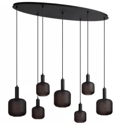 Online Straluma Hanglamp 7-lichts ovaal met mat zwart glas