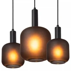 Online Straluma Hanglamp 7-lichts ovaal met mat zwart glas
