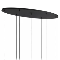 Online Straluma Hanglamp 7-lichts ovaal met mat zwart glas