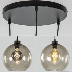 Best Sale Straluma Hanglamp 3-lichts rond glas smoke 25 cm