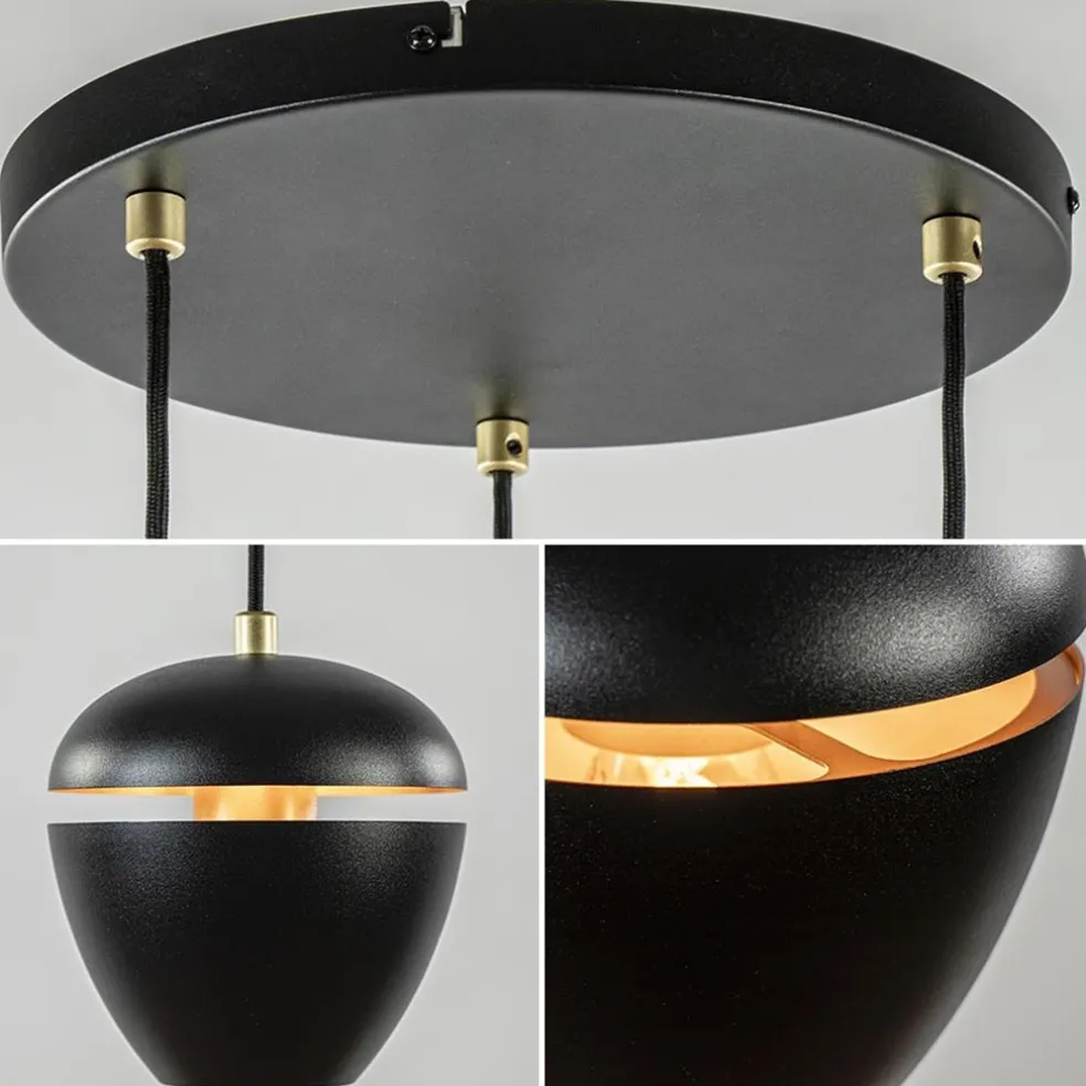 Discount Straluma Hanglamp 3-lichts rond zwart/goud