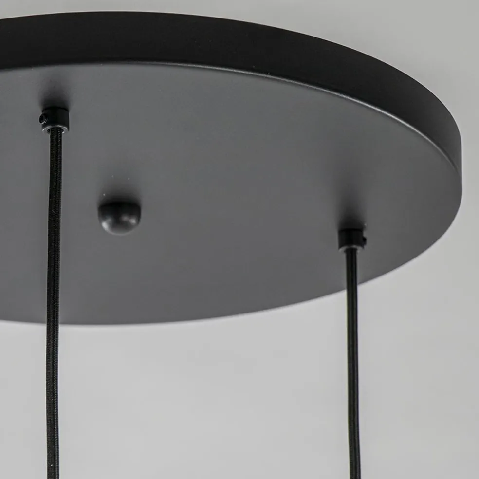 Store Straluma Hanglamp 3-lichts rond zwart met goud gradient glas