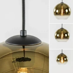 Store Straluma Hanglamp 3-lichts rond zwart met goud gradient glas