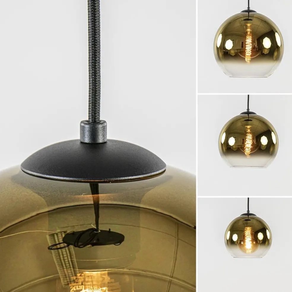 Store Straluma Hanglamp 3-lichts rond zwart met goud gradient glas